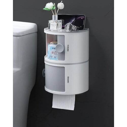 Bathroom Tissue Box Makeup Storage Hole-Free Creative Waterproof Paper Chart Drum Toilet Storage Rack paper towel holder