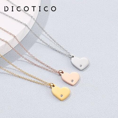 Heart Round Square Pendant Chain Necklace For Women Tri-Color Stainless Steel Fashion Korean Pop Mujer Collar Choker Jewelry
