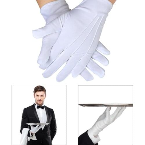 Three-Gluten Gloves Polyester Gloves White Celebration Restaurant Waiter Gloves Halloween Christmas Jewelry Performance