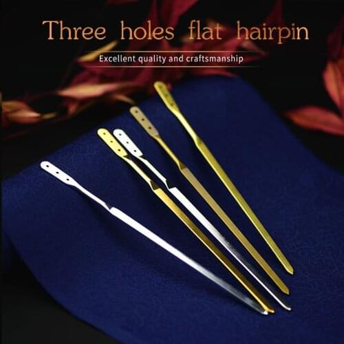 Three holes flat hairpin Bronze Vintage Hair Sticks For Women Hairpins Fashion Alloy Hair Clip Hair Accessories
