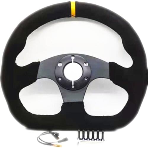 13 inch 320mm Type D flat drift Steering Wheel Suede Leather turned fur steering wheel modified racing sport Steering Wheel