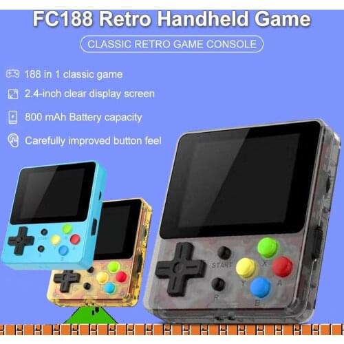 FC188 Retro Handheld Game Console 188in1 games 128M Digital game system 2.4inch full view IPS LCD support TV output kids gifts