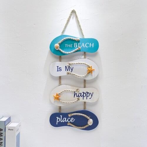 Stylish Retro Beach Style Quadruplet Slippers Hanging Ornament Letter Print Creative Household Pendant Decoration 2021