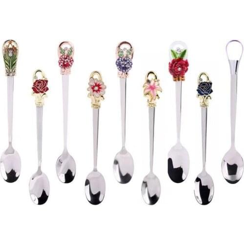 1pcs Coffee Tea Spoon Stainless Creative Handmade Flower Spoon Teaspoon Dessert Snack Scoop Ice Cream Mini Spoon Tableware