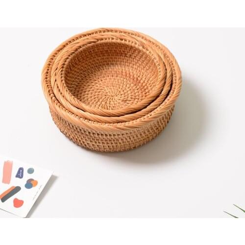 Vietnam autumn rattan weaving plate of vegetables fruit snacks three-piece suit small fruit bowl set of 3pcs