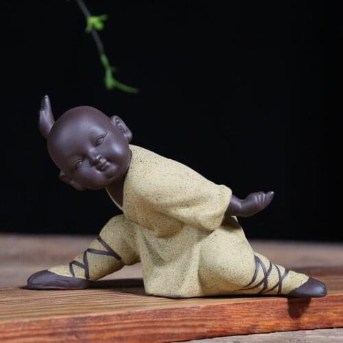 Chinese Style Decoration Kung Fu Little Monk Furnishings Living Room Study Tea Desktop Crafts Color Sand Pottery Tea Pet Yixing