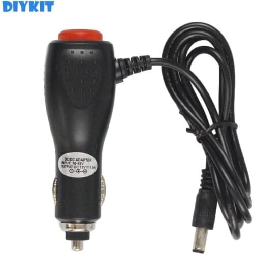 DIYKIT 5.5 x 2.1mm DC10V to DC24V Input Car Charger Power Adapter DC12V Output for Car Camera Car Monitor Intercom