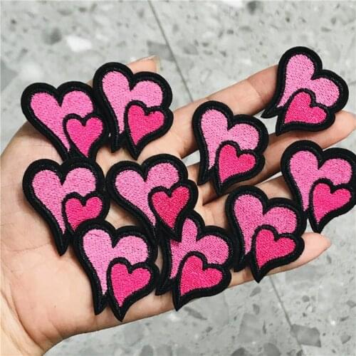 20Pcs/set Heart-shaped Embroidery Patches Women Girls For Clothing DIY Iron On Patch Backpack Custom Badge Accessories Sticker