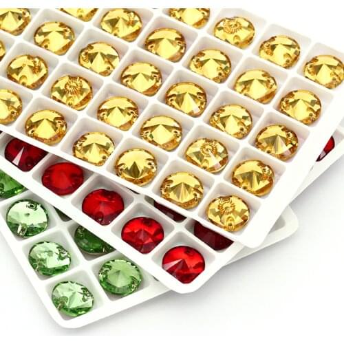 XIAOPU Round Shape Shining Fresh Color K9 Glass Sew on Rhinestones Flat Back Strass Crystal Buttons Sew on Clothing Crafts