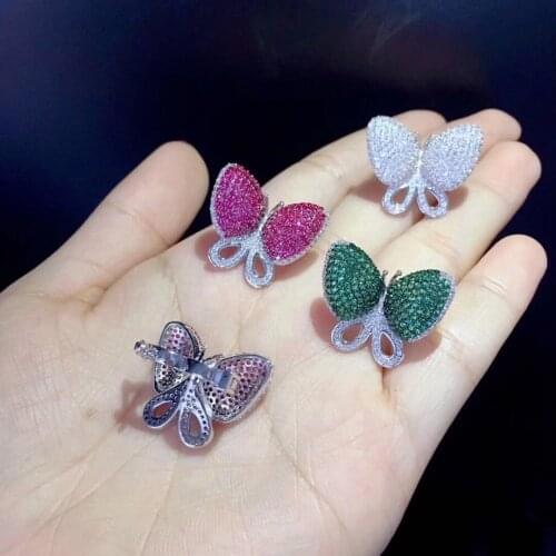 Jewelry findings 925 sterling silver with cubic zircon butterfly jewelry for fixing long necklace decoration white green color