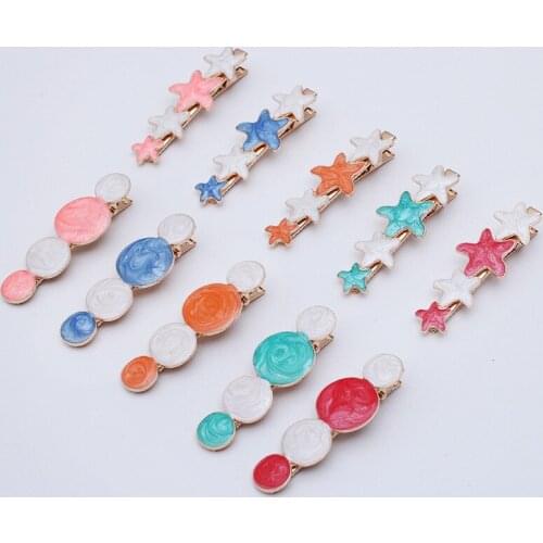 10 PCS Korean Candy Color Barrettes Drops Of Oil Enamel Hair Clips For Women Jewelry Decorations