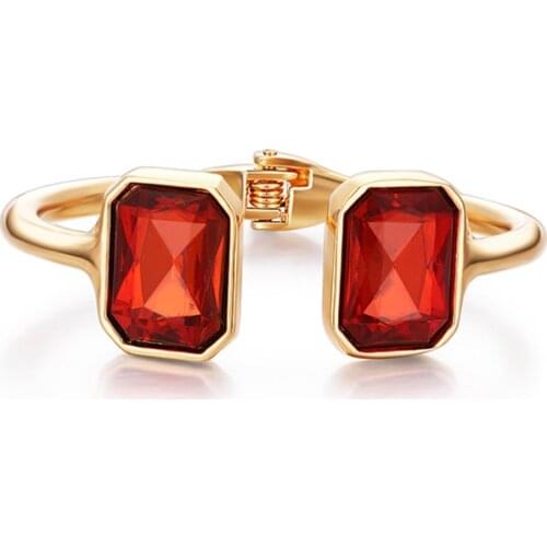 Luxury Brand Women Charm Red Black Color Crystal Bracelets Vintage Open Cuff Female Bracelets