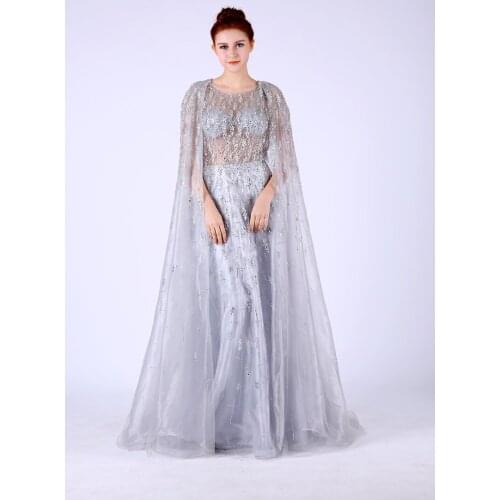 Mushim Evening Dresses Long 2020 Luxury O-neck Beading Dubai Evening Gowns Plus Size Robe De Soiree