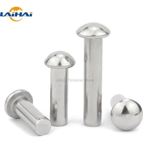 10/50pcs M0.8 M1 M1.2 M1.4 M1.6 M2 M2.5 M3 M4 M5 M6 A2-70 304 Stainless Steel Button Round Head Solid Rivet Self Plugging GB867