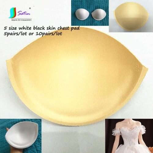 10pairs High Quality 5 Size Skin Black 1.2cm Thick Half Round Chest Pad Wedding Dress Bra Underwear Swimsuit Sponge Bra Coaster