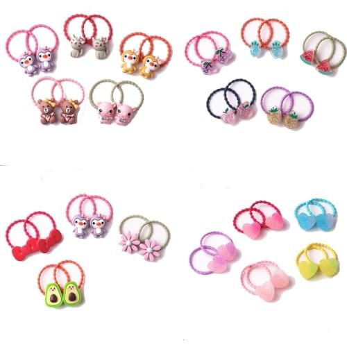 10PCS New Princess Cartoon Animal Fruit Kids Elastic Hair Bands Baby Headdress Children Hair Ropes Girls Hair Accessories