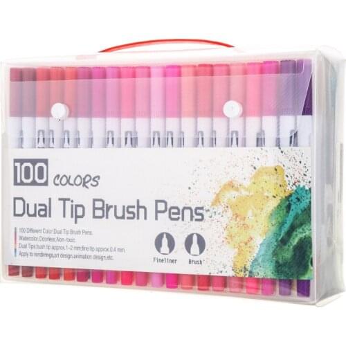 100colors Dual Tip Brush Marker Pen Kit Student Child Graffiti Coloring Pen Art Watercolor Drawing Brush Friends Child Kid Gifts