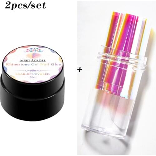 2PCS Nail Art Rhinestone Gel Glue Set Super Sticky Adhesive UV Gel Nail Polish Glue DIY Nail Art Crystal Gems Jewelry Decoration