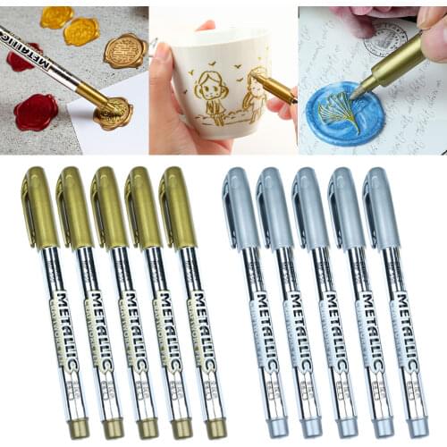 5pcs Vintage Sealing Wax Stamp Mark Pen DIY Art Decoration Fire Paint Seal Special Graffiti Waxing Color Markers Pens