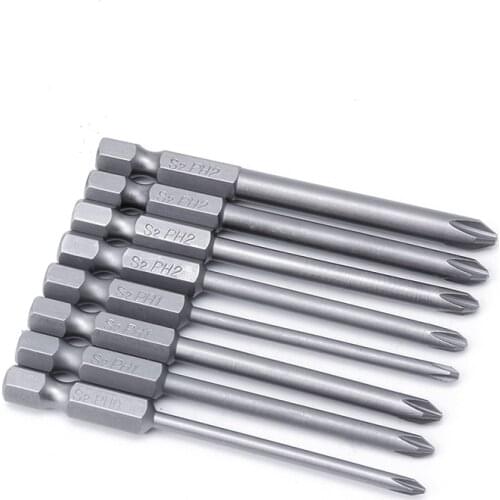 8pc Sizes Alloy Steel Magnetic Cross Head Screwdrivers 75mm Length 6.35mm Handle