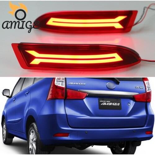 AMIGE 2PCS Car Led Reflector Bumper Lights For Toyota Avanza 2015 2016 2017 Rear Fog Lamp Brake Light