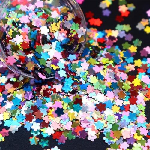 Plum Blossom Flower Sequin 3mm Pailettes Flakes Holographic Nail Art Glitter Flakes 3D DIY Colorful Slice Nail Art Decorations