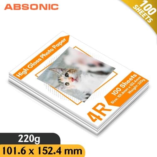 100 Sheets 220g High Quality Glossy Photo Paper 4R 102mm X 152mm for Color Inkjet Printer Waterproof 4R Printer Album Paper