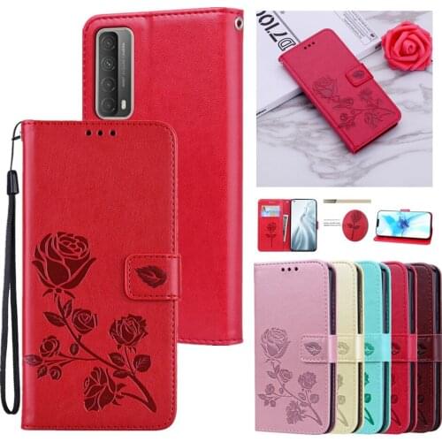 Leather Case for Huawei P Smart 2021 Y8S Y8P P40 Lite E Y6P P30 Pro P20 Mate 20 Flip Wallet Card Holder Flower Protection Fundas