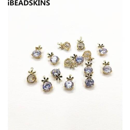 New arrival! 13x8mm 30pcs plating Real gold True Zircon Round charm/Connectors for Necklace,Earrings parts,hand Made Jewelry DIY