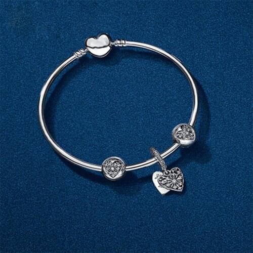 NEW 100% 925 Sterling Silver New Winter Suit Bracelet Bangle Set Fit DIY Original Charm Bead Womens jewelry Love Gift