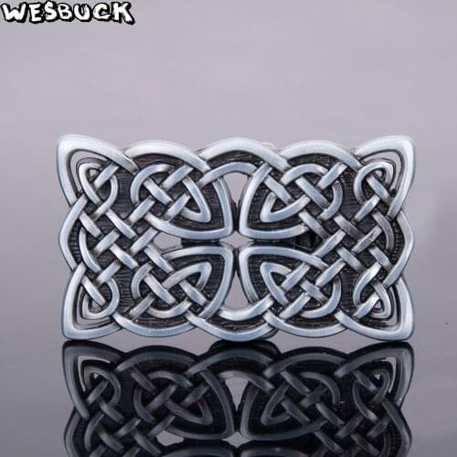 Wholesale WesBuck Brand New style Fashion knot Rodeo belt Buckles for men Rectangular Antique Metal For 4cm Wide Belt 5Pcs MOQ