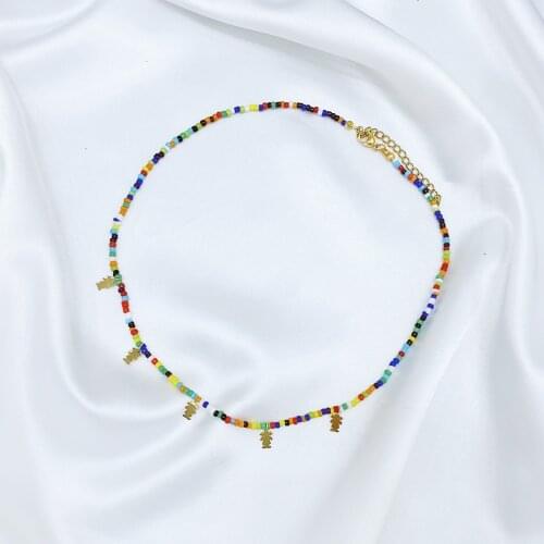 Bohemian Handmade Rainbow Beads Choker Necklace Boho Candy Color Bead Satellite Necklace Women Fashion Jewelry Necklaces