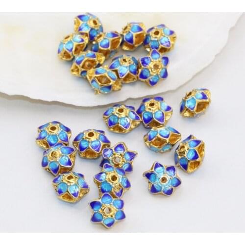 Free shipping gold-color star shape hollow charms cloisonne accessories spacers beads 9mm wholesale price 10pcs findings B2498