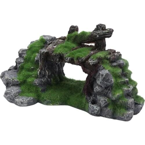 Resin Moss Bridge Fish Play Cave Decor for Fish Tank Aquarium Ornament