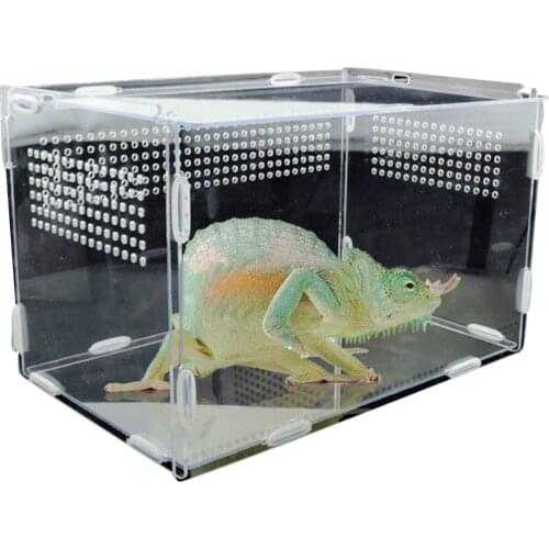 Transparent Reptile Breeding Box Acrylic Feeding Box 360 Degree High Transparent Magnetic Pet Climbing Terrarium