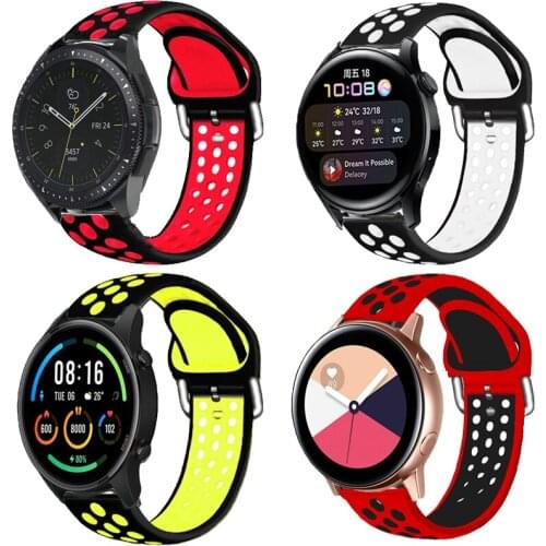 20MM 22MM Silicone Strap For Samsung Gear S3 Frontier Sport Bracelet Galaxy Watch 46MM/42MM/Active 2 For Huawei Watch 3 Pro Band