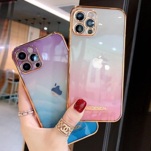 Luxury Fashion Transparent gradient Plating Soft Silicone Phone Case For iPhone 11 12 Pro Max 12Mini X XR XS Max 7 8 Plus cover