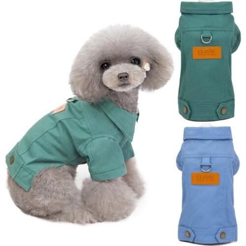 Short-Sleeve Dog Shirt Brand Leisure Denim Clothing Classic Solid Lapel Vest for Small Medium Dogs Cats York Autumn Jeans Jacket