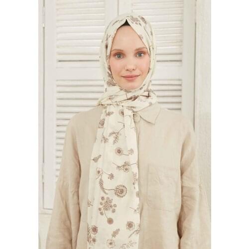 Chrysanthemum Pattern Shawl Chocolate Brown women islamic muslim hijab shawl cotton and polyester ladies simple daily