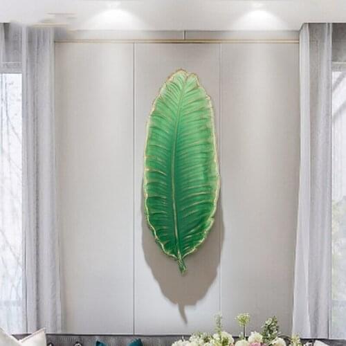 Modern Wrought Iron Leaf Shape Wall Hanging Decoration Crafts Home Livingroom Wall Mural Ornaments Hotel Cafe Wall Sticker Decor