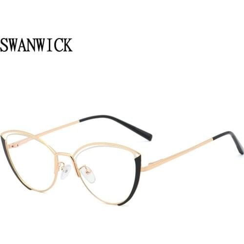 Swanwick cat eye frame anti blue light glasses women metal optical glasses frame computer pink black birthday present female