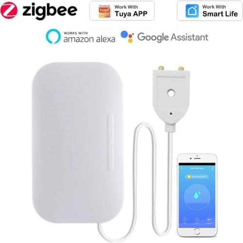 Tuya Smart Zigbee 3.0 Water Leakage Sensor Alarm Household Overflow Flooding Detector Automation Work with Alexa Google Home