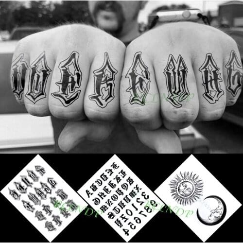 Waterproof Temporary Tattoo Sticker Number Letter Moon Sun Stickers In Hand Flash Tattoo Fake Tattoo for Men Women Girl 3 Pcs