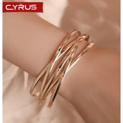 Retro Open Metal Cross Bracelets For Women Multi-layer Bangle Simple Statement Pulseras Mujer Jewelry Accessories Femme 2019