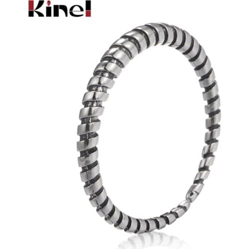 Kinel S925 Sterling Silver Jewelry retro Personality Adjustable Temperament Open Ring Female Creative lucky steampunk vintage