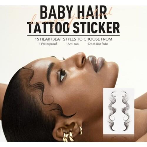 1pc Hair Edges Tattoo Sticker Temporary Tattoo For Women Hair Pony Tail Styles Template Sleek Edges Bangs Fake Tattoos Stickers