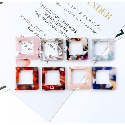Fashion Colorful Acrylic Acetate Charms 10pcs Hollow Out Geometry Square Ornament Accessories Earring Pendants 10pcs 20*20mm