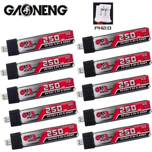 10PCS GNB HV Lipo battery+Charger 1S 250mAh 3.8V/4.35V 30C/60C for QX65 Blade Nano QX CPX MSR Inductrix FPV Tiny7 Beta65S Drone