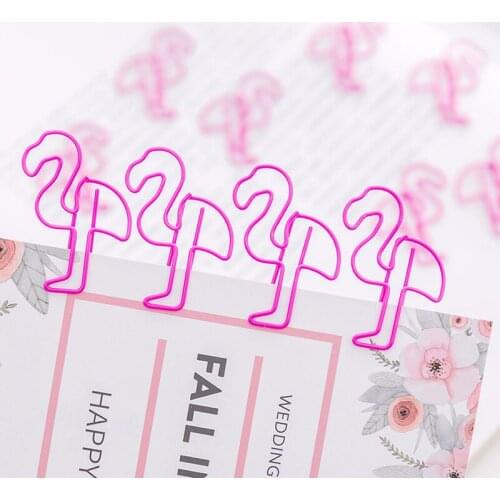 10 Pcs/set Girl Pink Brief Style Flamingo Metal Paper Clip Bookmark Stationery School Office Supply Escolar Papelaria