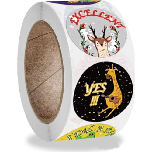 100-500pcs Cartoon Character Sticker Roll Kawaii Thank You Sticker for School Teacher Reward Encourage Student Kids Sticker